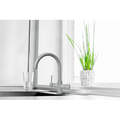 Ice White 5-Way Mixer Tap with high round spout