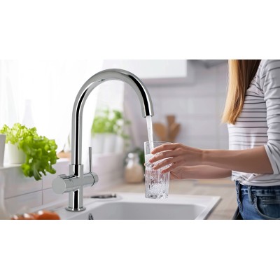 5-way mixer tap with high round spout
