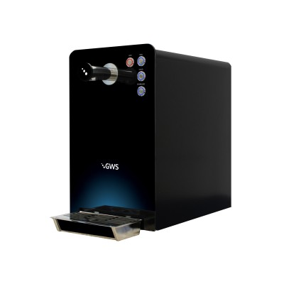 Elegante black push button. 4 dispensing options (still, cold, sparkling, hot)