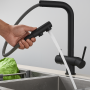 3-way mixer with pull-out shower head, black
