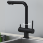 3-way mixer with pull-out shower head, black