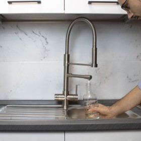 5-Way Mixer Tap with Spray – Dual Spout in Stainless Steel