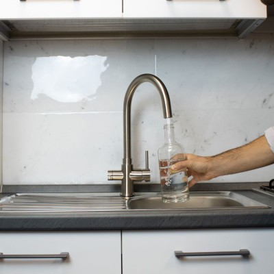 4-Way High Round Mixer Tap in Stainless Steel