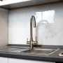 4-Way High Round Mixer Tap in Stainless Steel