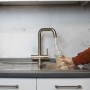 5-Way Square Spout Mixer Tap in Brushed Stainless Steel