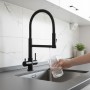 5-Way Black Mixer Tap with Flexible Hose - Stainless Steel