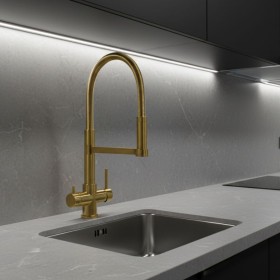 5-Way Gold Mixer Tap with Flexible Hose - Stainless Steel