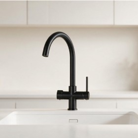 Black 5-way mixer tap with high round spout